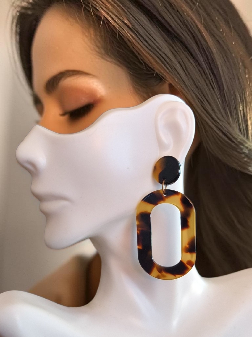 Tortoiseshell Oval Drop Earrings